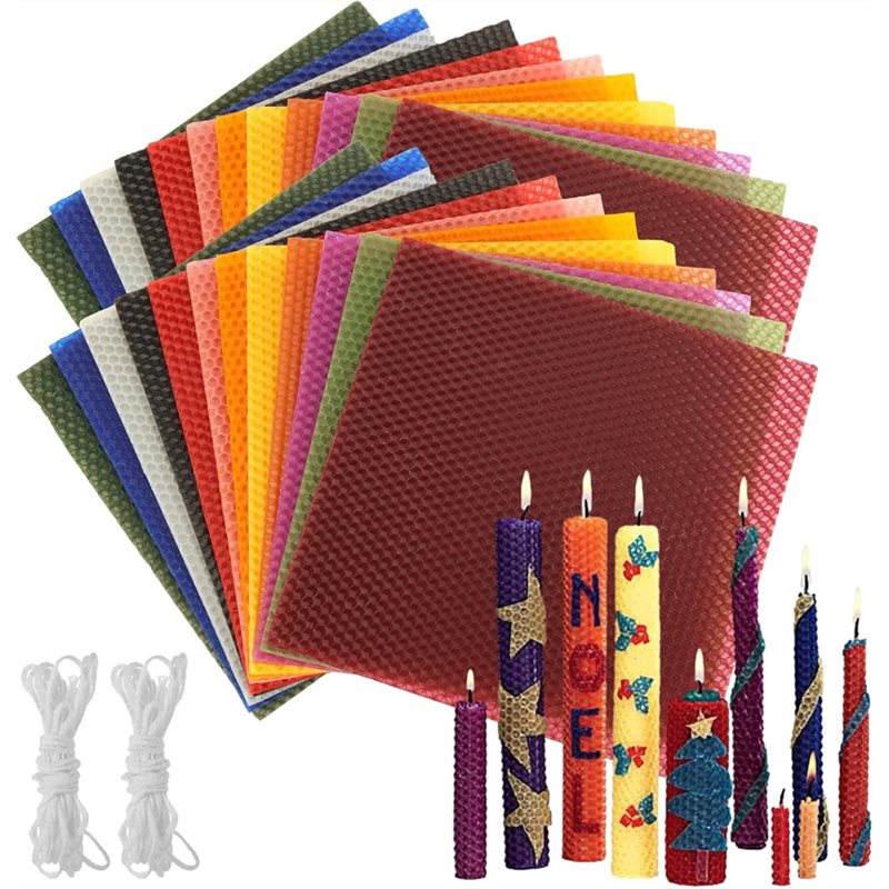 Candle Making Kit Beeswax - 24 قطعة من أوراق شمع العسل